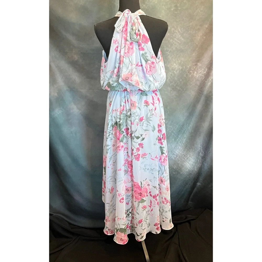 INC International Concepts Floral‎ High Neck Halter Maxi Dress Size 14 - Picture 4 of 6
